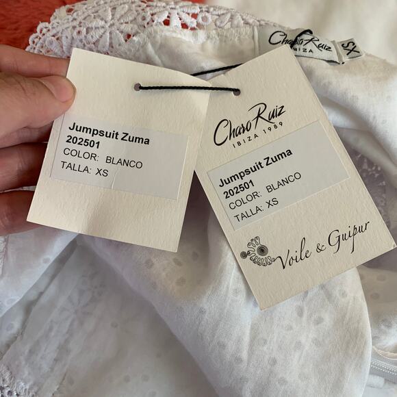 Charo Ruiz Zuma Eyelet Embroidered White Romper Womens XS New - Picture 11 of 16